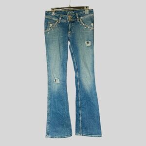 Marciano Women’s Distressed Blue Jeans w/ embellishments Size 29